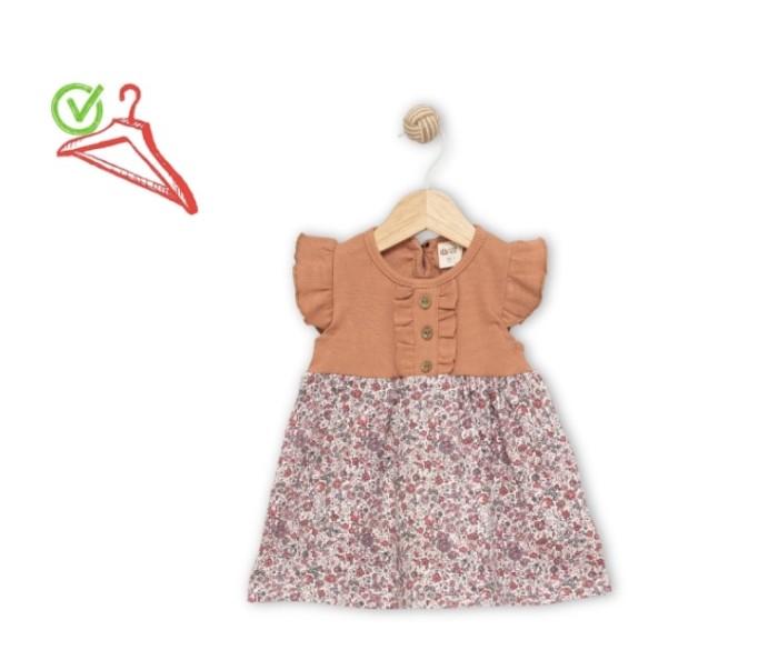 6-18 Ay Kız Elbise Düğmeli Çiçekli